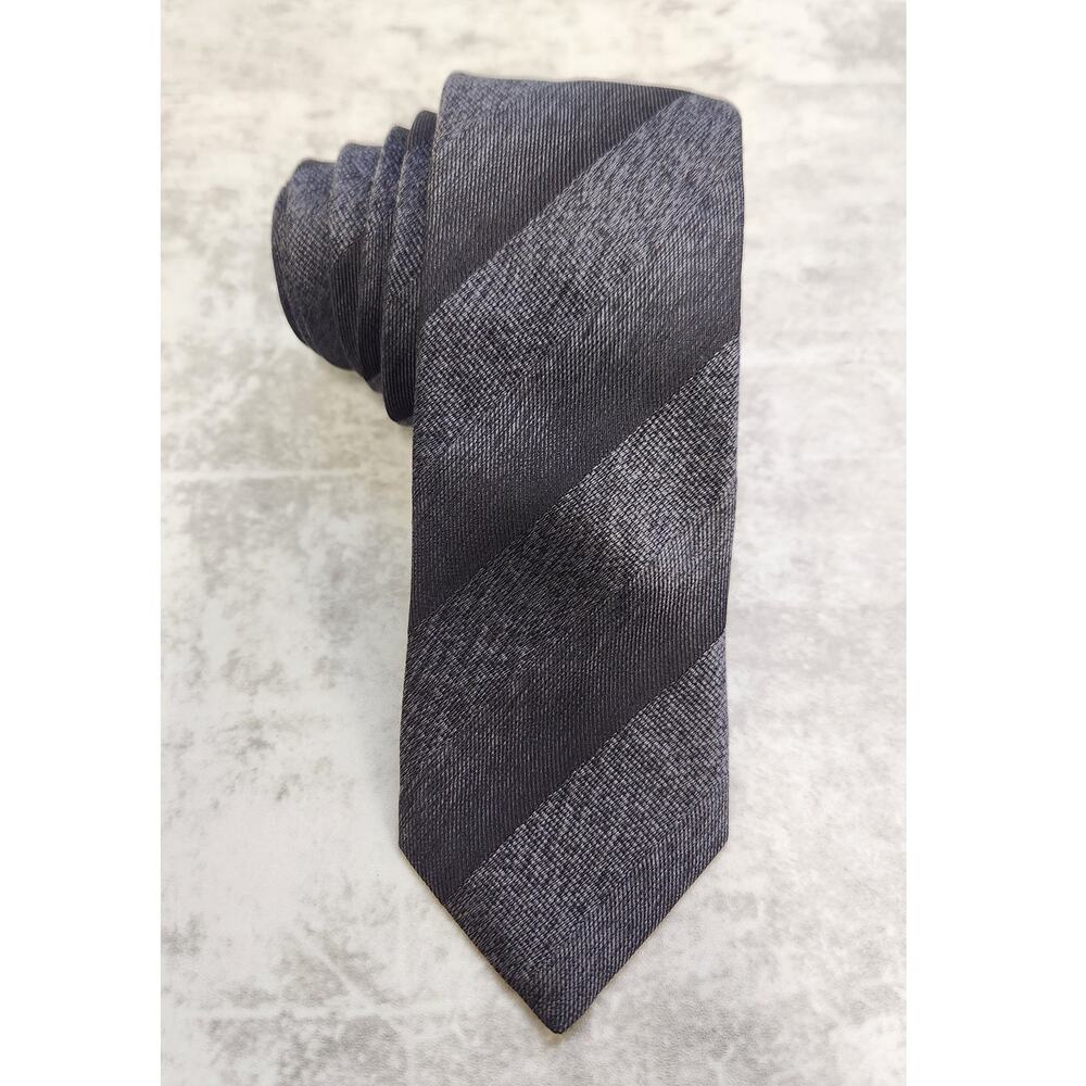 BOSS Hugo Boss Silk Striped Formal Dress Necktie Mens Gray Business Work Wedding